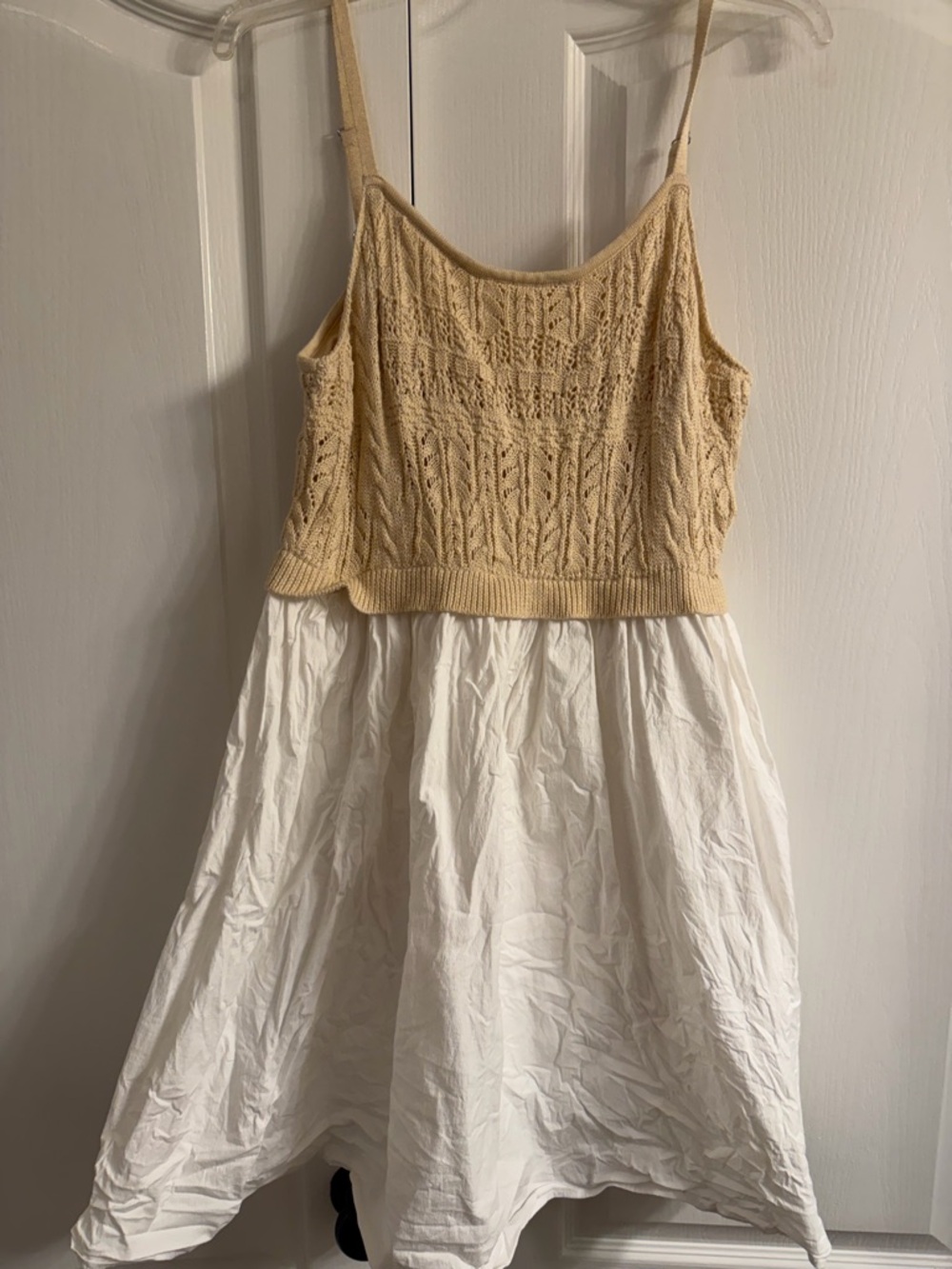 Altar'd State Cream Knit Bodice White Skirt Sundress